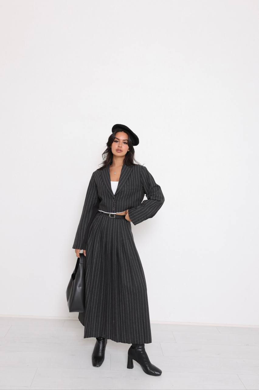 Belted Stripe Skirt