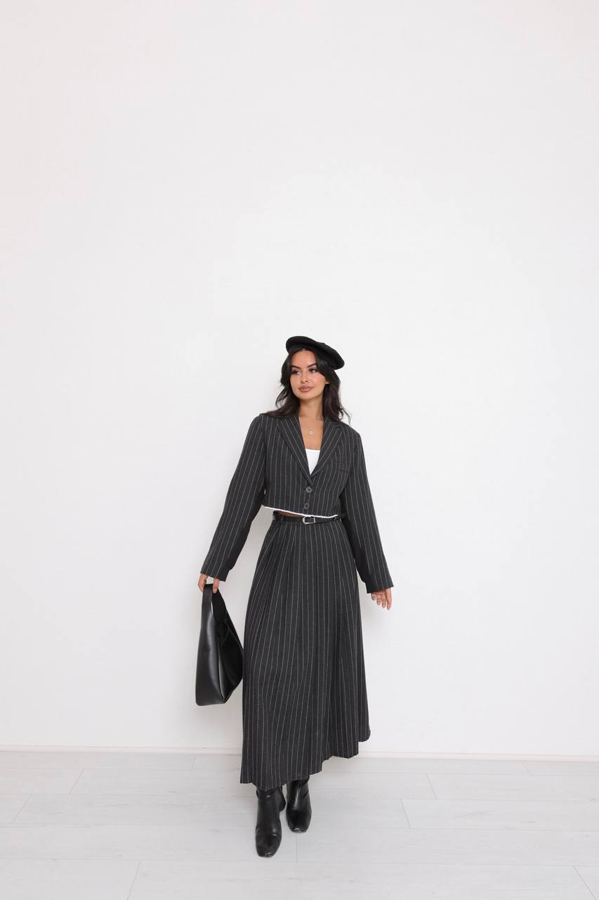 Belted Stripe Skirt