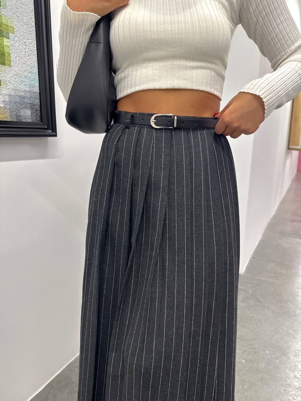 Belted Stripe Skirt
