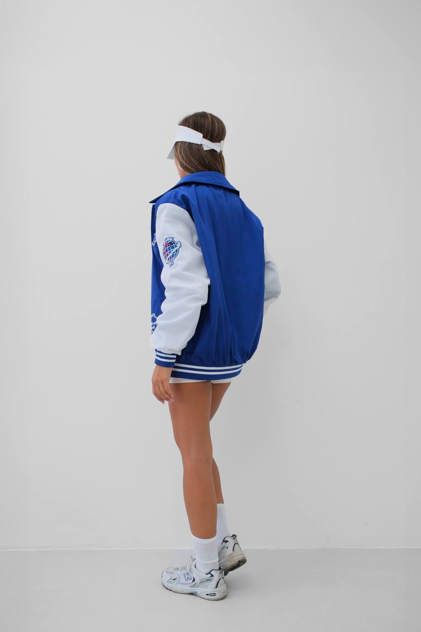 Classic Oversize Polo Collar College Jacket