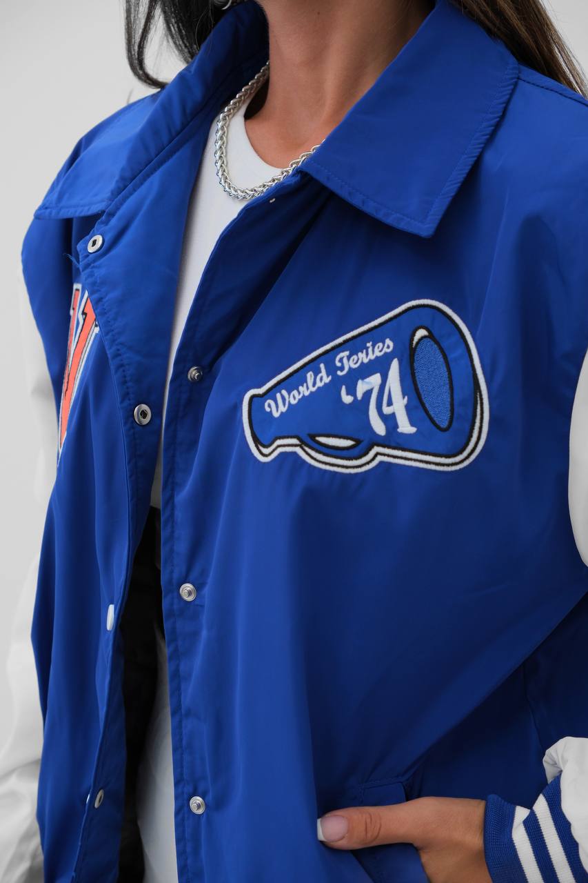 Classic Oversize Polo Collar College Jacket