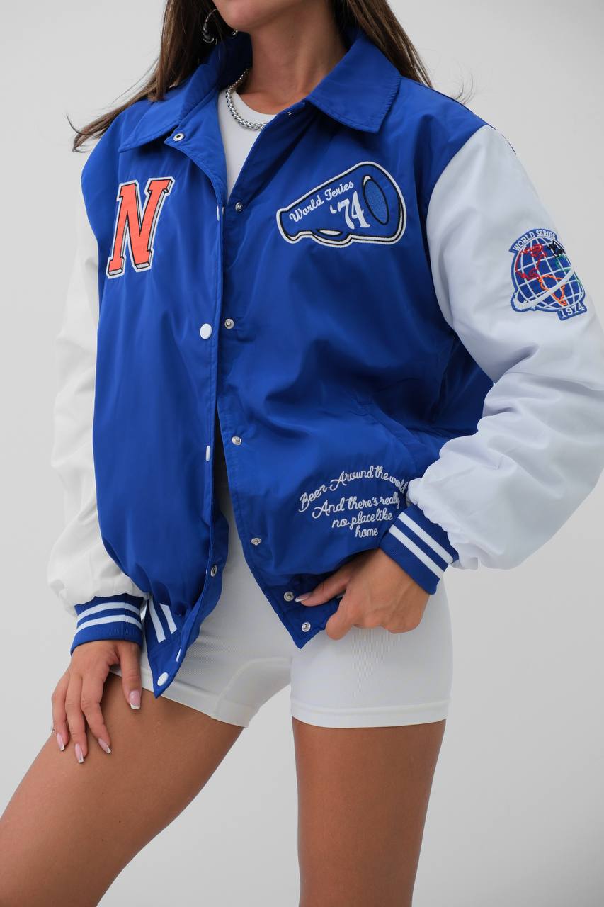 Classic Oversize Polo Collar College Jacket