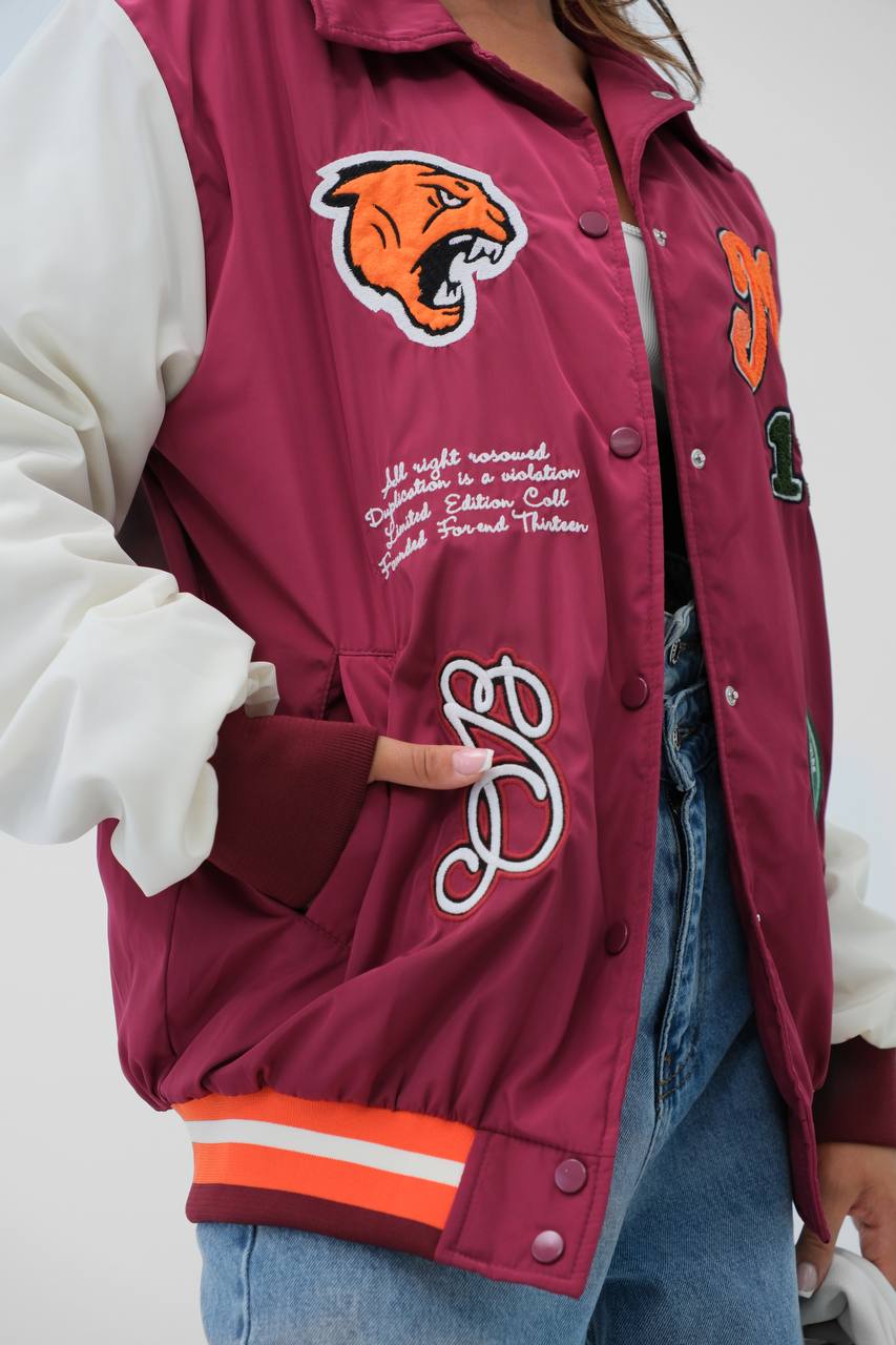 Classic Oversize Polo Collar College Jacket