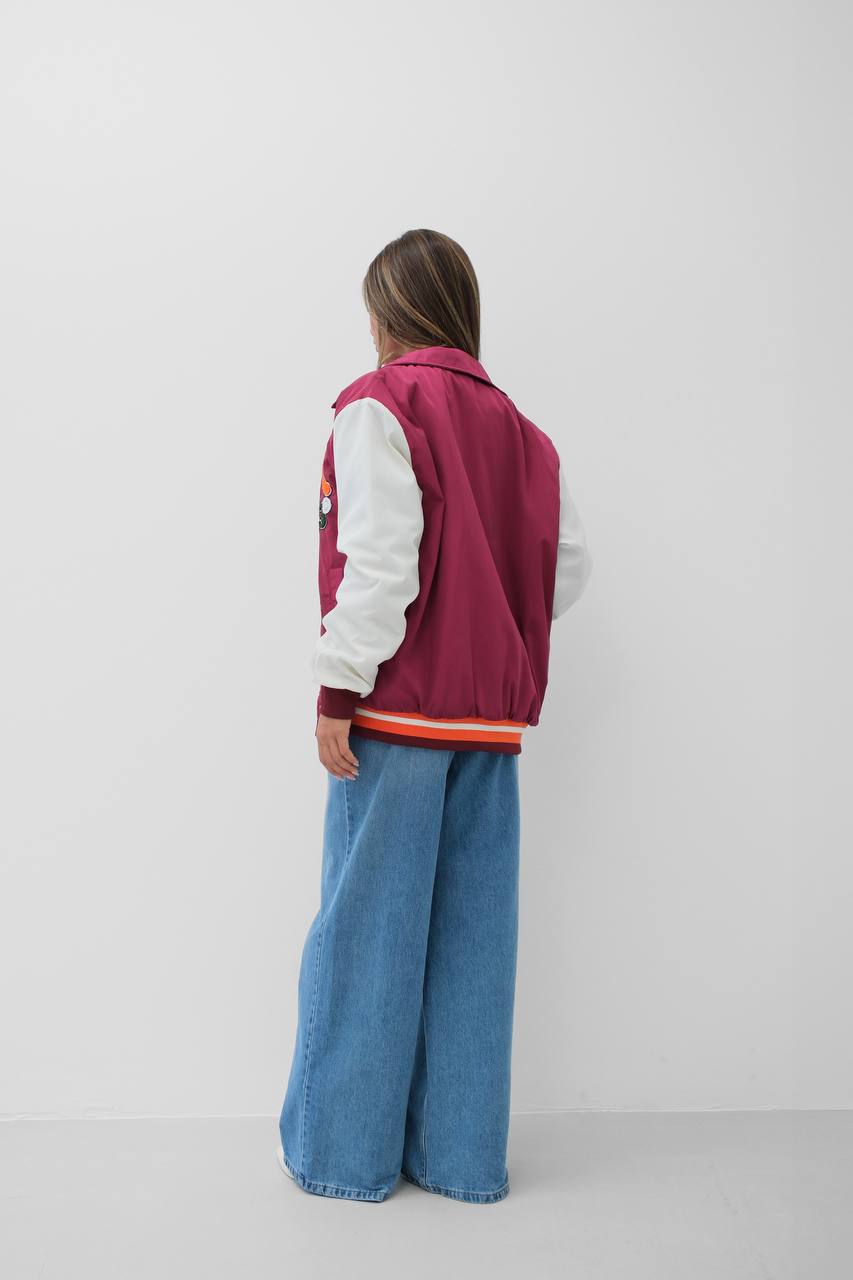 Classic Oversize Polo Collar College Jacket