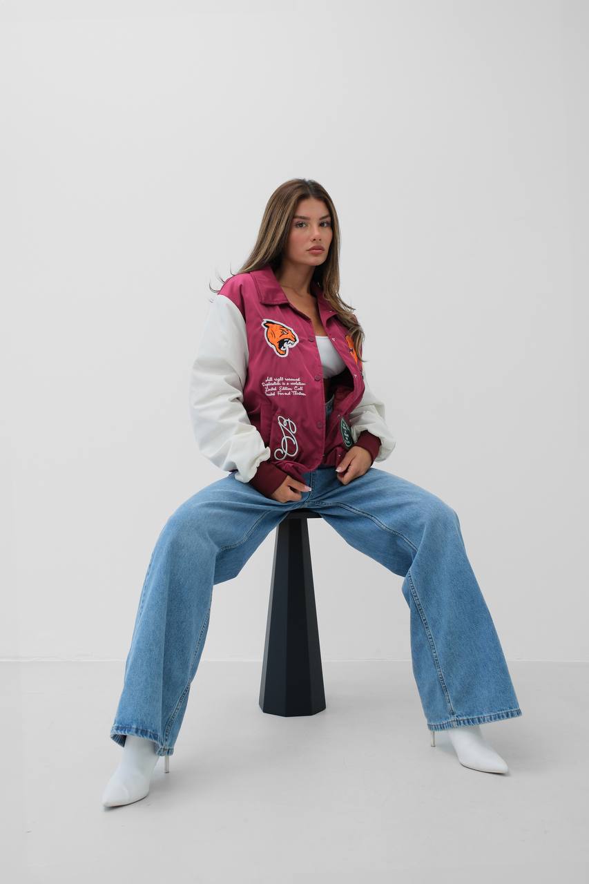 Classic Oversize Polo Collar College Jacket