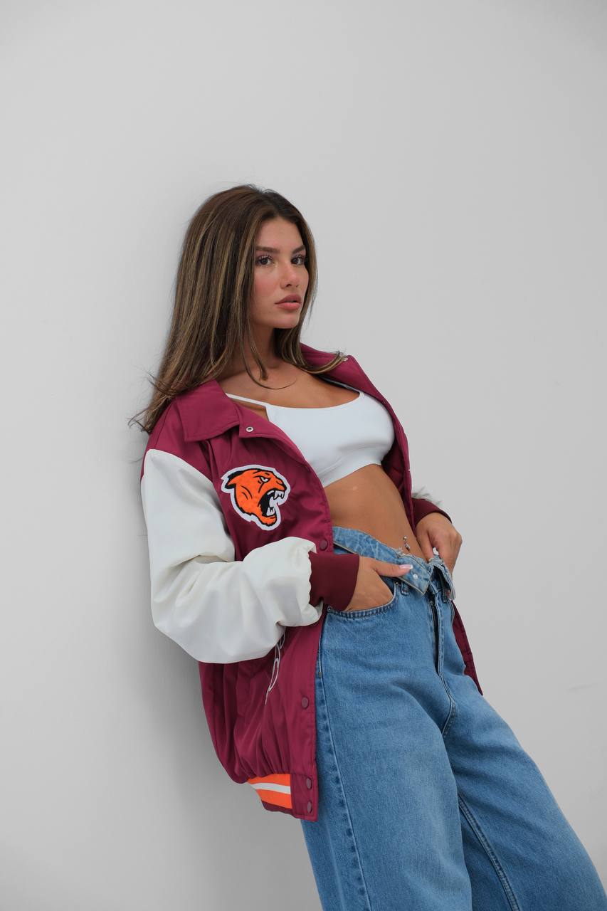 Classic Oversize Polo Collar College Jacket
