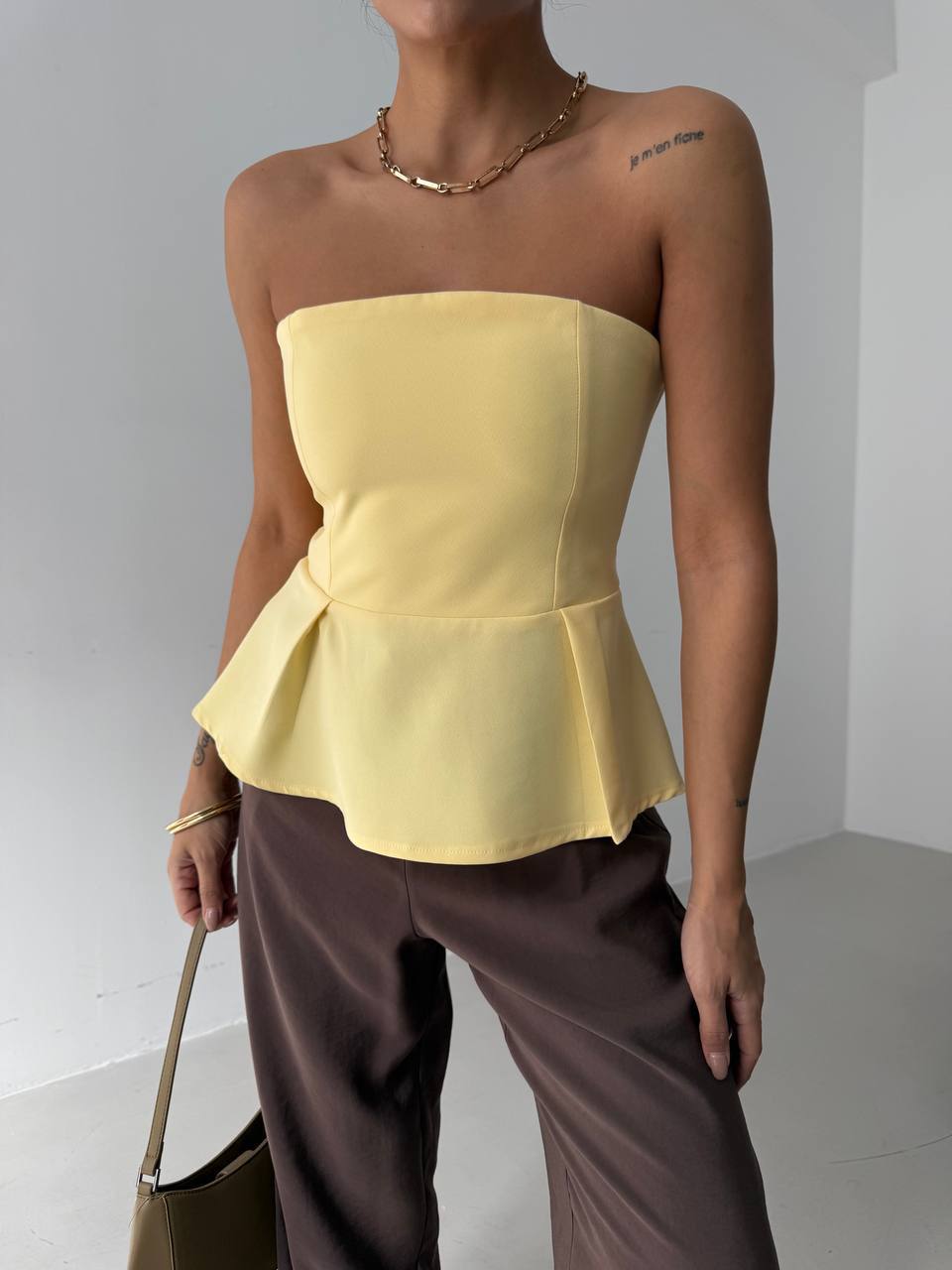 The Dewdrop Top – Blue & Yellow