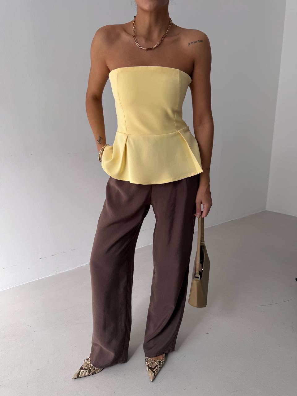 The Dewdrop Top – Blue & Yellow