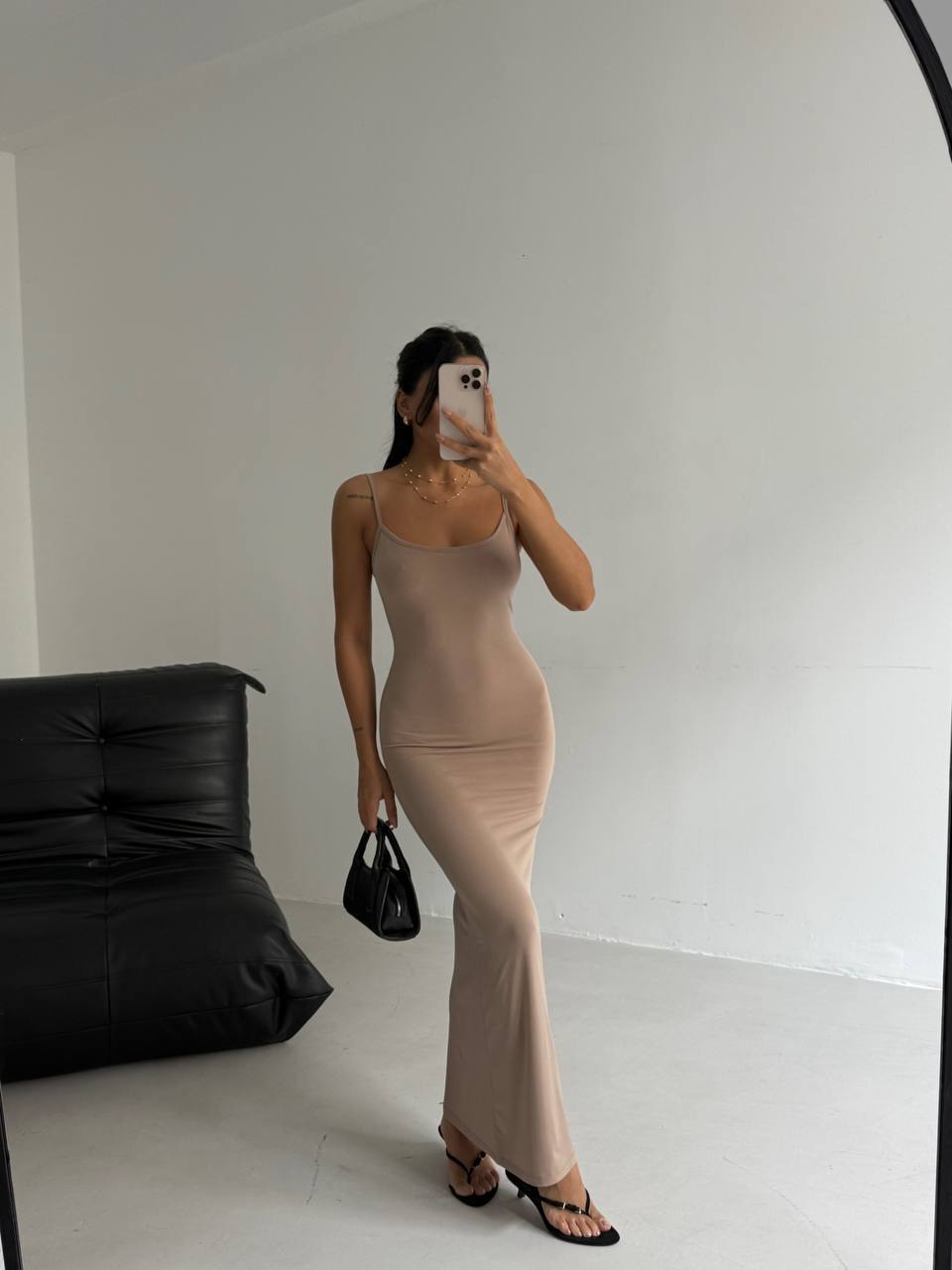 The Bare Theory Dress - Black, Beige & Brown