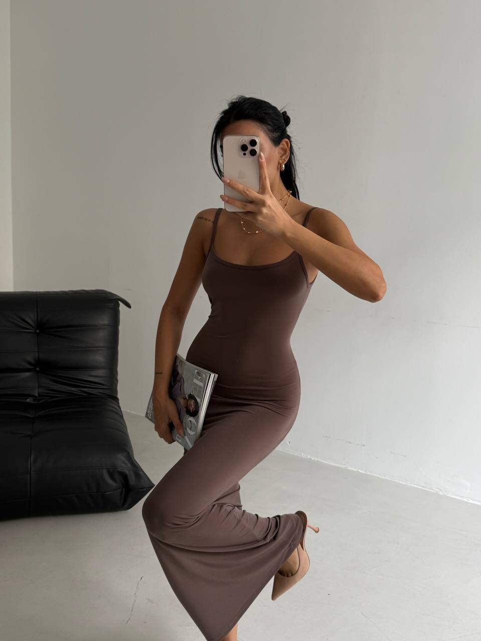 The Bare Theory Dress - Black, Beige & Brown