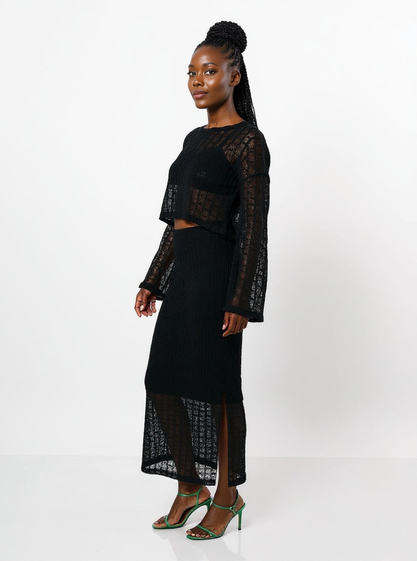 Black Lace Skirt Set