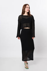 Black Lace Skirt Set