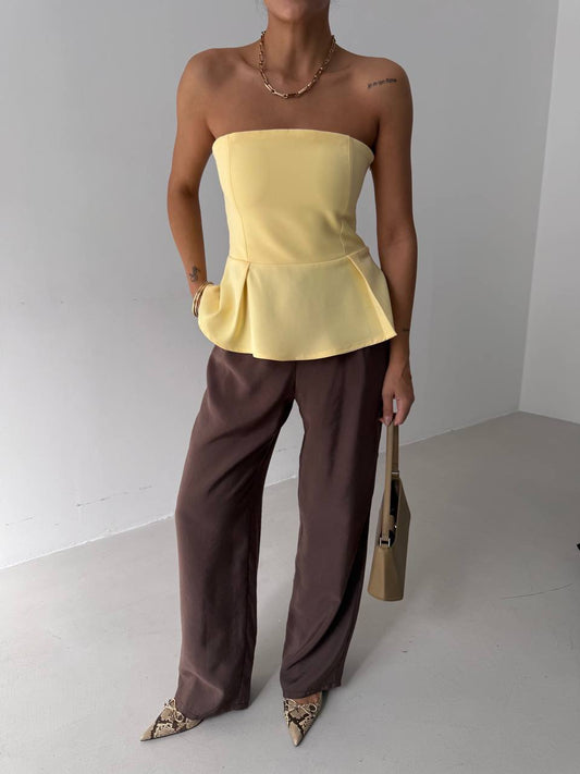 The Dewdrop Top – Blue & Yellow